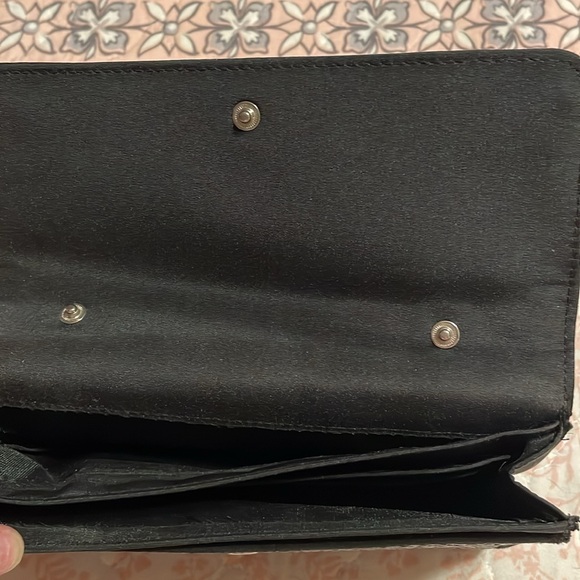 Wallet- black basket weave-snap closure w/2 snaps (small tear inside) - Picture 2 of 8